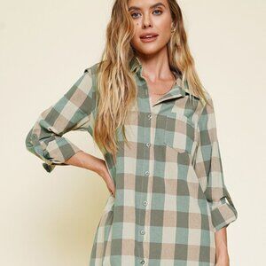 **NEW** MYSTREE PLAID SHIRT DRESS